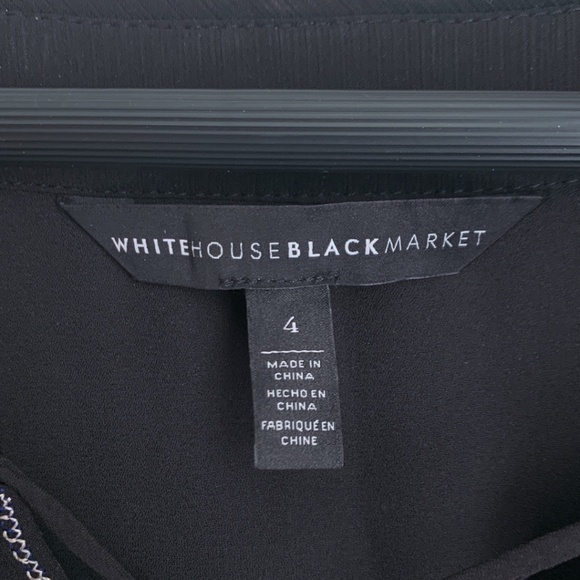 White House Black Market Women's Top Size 4 Black Shirt Embroidered Design - Picture 2 of 7